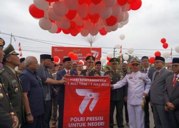 Danrem 011 Lilawangsa Hadiri Peringatan HUT ke-77 Bhayangkara di Mapolres Lhokseumawe