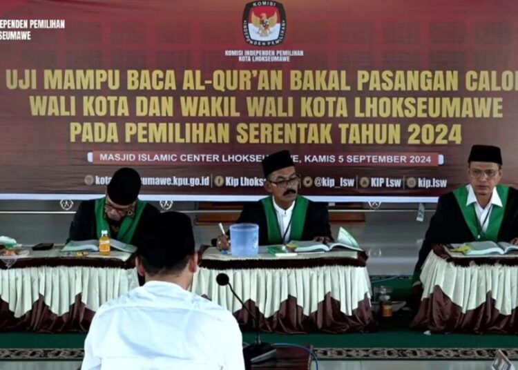 Empat Bapaslon Walkot dan Wawalkot Lhokseumawe Ikuti Uji Mampu Baca Al-Qur'an di Islamic Center