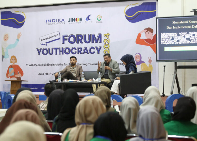 Forum Youthocracy yang digelar Jinoe Foundation kerja sama dengan FISIP Unimal. Foto: For InfoLhokseumawe.com