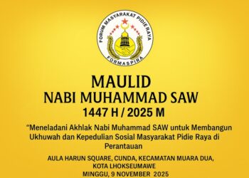 Poster Maulid Nabi Muhammad SAW 1447 H/2025 M yang digelar oleh FORMASPIRA