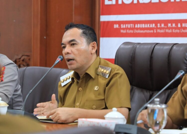 Wali Kota Lhokseumawe Dr. Sayuti Abubakar, S.H., M.H., saat memimpin penjajakan program beasiswa vokasi D-3 ke Quanzhou College of Technology secara virtual