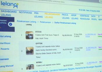 Capaian lelang barang rampasan hasil sinergi KPKNL Lhokseumawe dan Kejaksaan pada 12—13 Agustus 2026