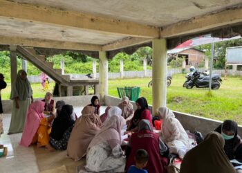 Mahasiswa KKN Kelompok 38 Universitas Malikussaleh (Unimal) membantu pelayanan Posyandu dan Posbindu di Meunasah Desa Panton Rayeuk II, Kuta Makmur, Aceh Utara